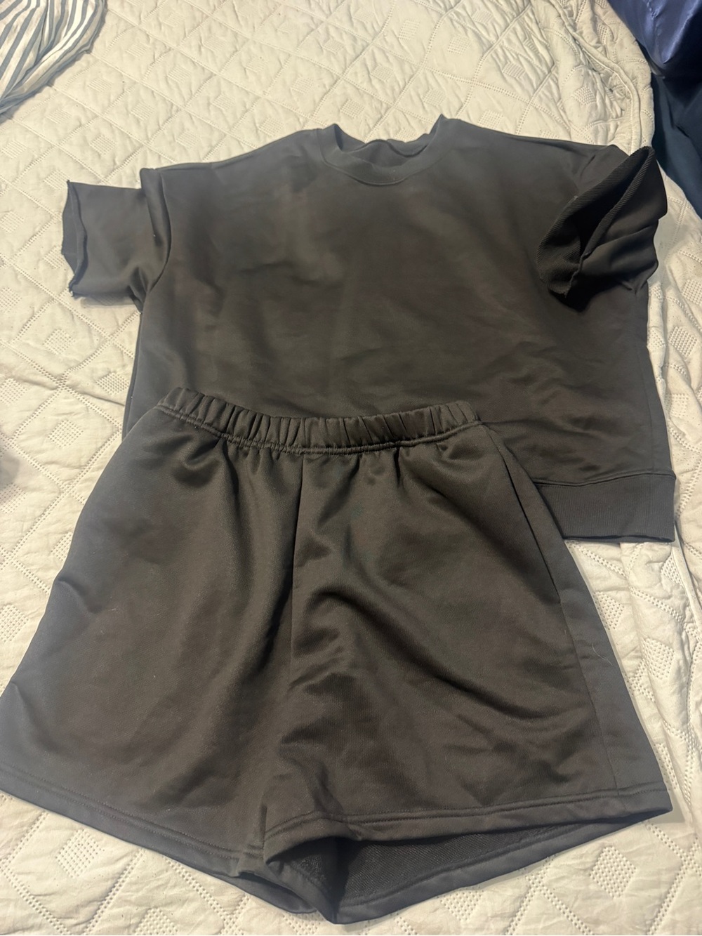 Kids Black Short Sleeve Top & Shorts Set